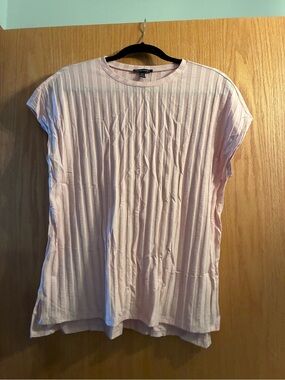 Eileen Fisher Blush Ribbed Short-Sleeve Tee